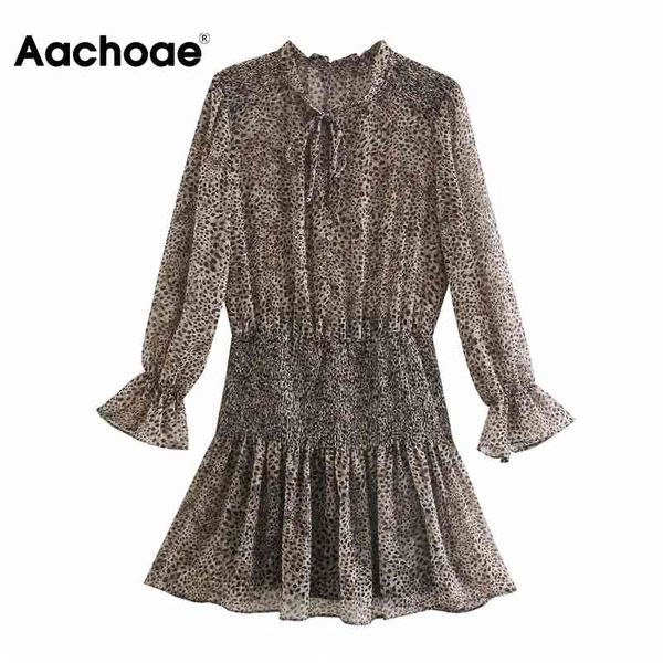 aachoae fashion leopard print chiffon mini dress women ruffles long sleeve party dress ladies bow tie chic dresses vestidos 210413, Black;gray
aachoae fashion leopard print chiffon mini dress women ruffles long sleeve party dress ladies bow tie chic dresses vestidos 210413, Black;gray