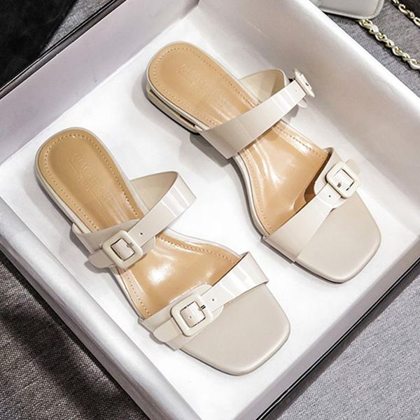 women sandals summer slides female fashion slippers pumps square heel high, Black
