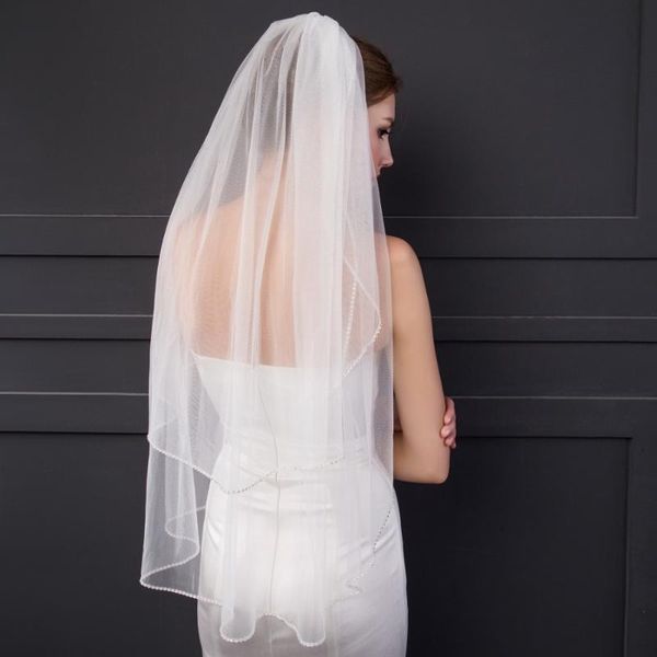 bridal veils in stock wedding accessory 2 tier veil white ivory custom made length crystal edge short with comb 2021, Black
bridal veils in stock wedding accessory 2 tier veil white ivory custom made length crystal edge short with comb 2021, Black