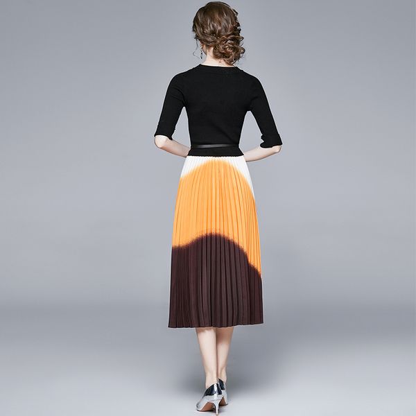 dresses elegnat autumn warm knit stitching pleated print vintage slim long round neck black work casual female party es, Black;gray
dresses elegnat autumn warm knit stitching pleated print vintage slim long round neck black work casual female party es, Black;gray