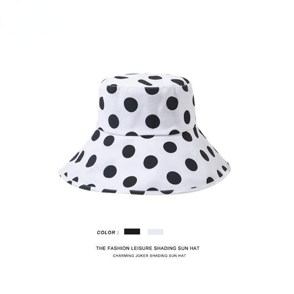 wide brim hats 2021 spring summer point printing bucket hat for woman black white fashion trend sunhat cap, Blue;gray
wide brim hats 2021 spring summer point printing bucket hat for woman black white fashion trend sunhat cap, Blue;gray