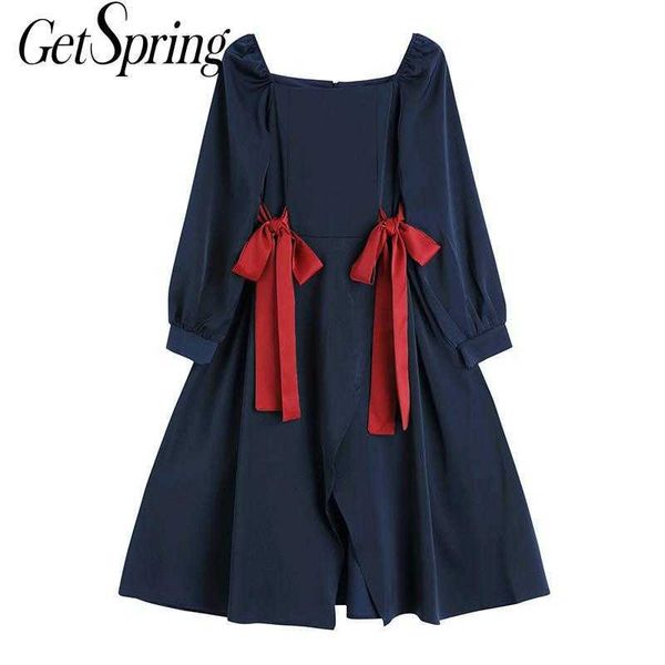 getspring women dress puff sleeve square collar bandage vintage dresses long loose spring/autumn 210601, Black;gray
getspring women dress puff sleeve square collar bandage vintage dresses long loose spring/autumn 210601, Black;gray