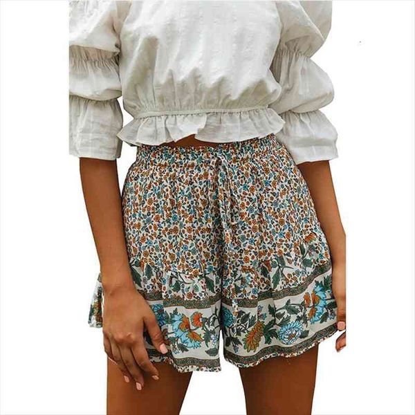 white red blue summer boho floral print a-line elastic waist shorts women summer elastic drawstring boho style mid waist shorts, White;black
white red blue summer boho floral print a-line elastic waist shorts women summer elastic drawstring boho style mid waist shorts, White;black