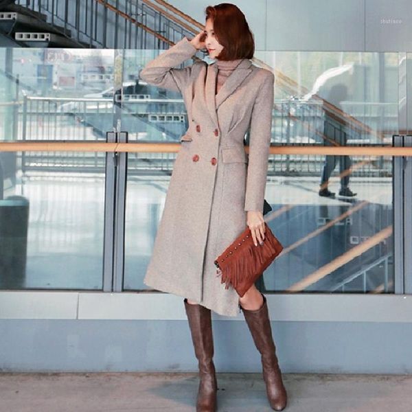 women's wool & blends women double breasted vintage long woolen trend coat side split fashion korean outwear overcoat autumn winter loo, Black
women's wool & blends women double breasted vintage long woolen trend coat side split fashion korean outwear overcoat autumn winter loo, Black