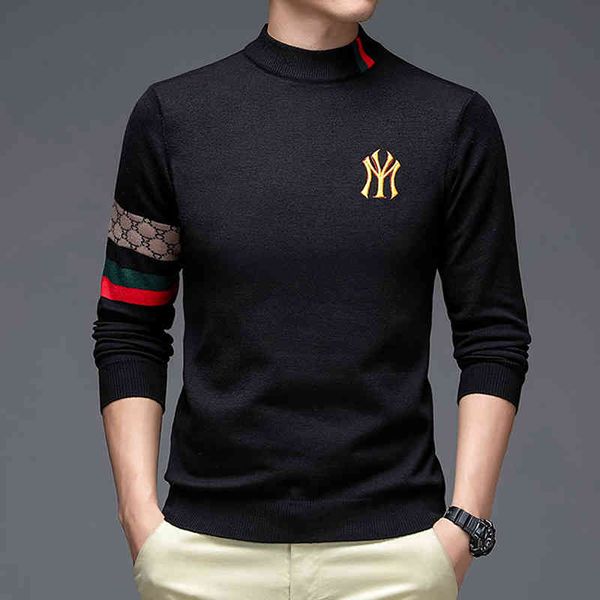 luxury knit embroidery sweater grade men's mock neck pullovers 2021 autum winter casual sweaters male fashion clothing, Black
luxury knit embroidery sweater grade men's mock neck pullovers 2021 autum winter casual sweaters male fashion clothing, Black