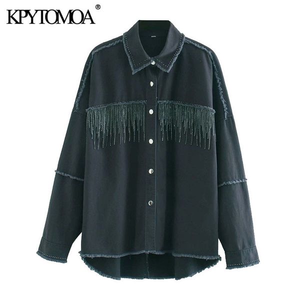 women fashion oversized bejewelled denim jacket coat vintage long sleeve fayed tassel female outerwear chic 210416, Black;brown
women fashion oversized bejewelled denim jacket coat vintage long sleeve fayed tassel female outerwear chic 210416, Black;brown