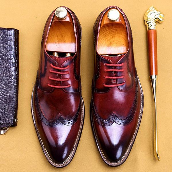 dress shoes vintage genuine leather formal wingtip brogues retro pointed toe men's carved medallion wedding party oxfords as212, Black
dress shoes vintage genuine leather formal wingtip brogues retro pointed toe men's carved medallion wedding party oxfords as212, Black