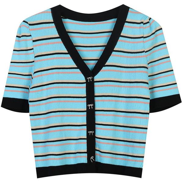 women's knits & tees arrival summer thin striped sweater cardigans fashion bowknot single breasted v-neck cardigan knit wear you676, White
women's knits & tees arrival summer thin striped sweater cardigans fashion bowknot single breasted v-neck cardigan knit wear you676, White