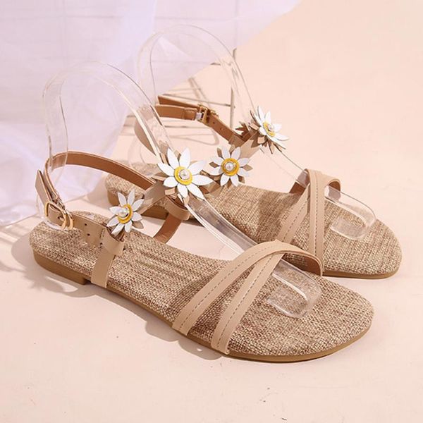 women pearl buckles ankle floral sandals flat with summer open toe shoes rome bohemian beach comfortable casual, Black
women pearl buckles ankle floral sandals flat with summer open toe shoes rome bohemian beach comfortable casual, Black