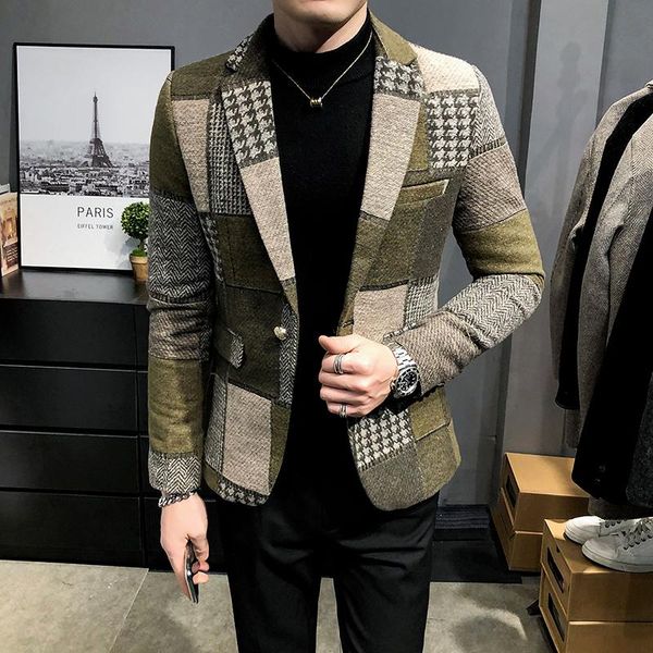 men's suits & blazers winter fleece suit jacket high-quality self-cultivation warmth fashion casual clothing plaid mens blazer, White;black
men's suits & blazers winter fleece suit jacket high-quality self-cultivation warmth fashion casual clothing plaid mens blazer, White;black