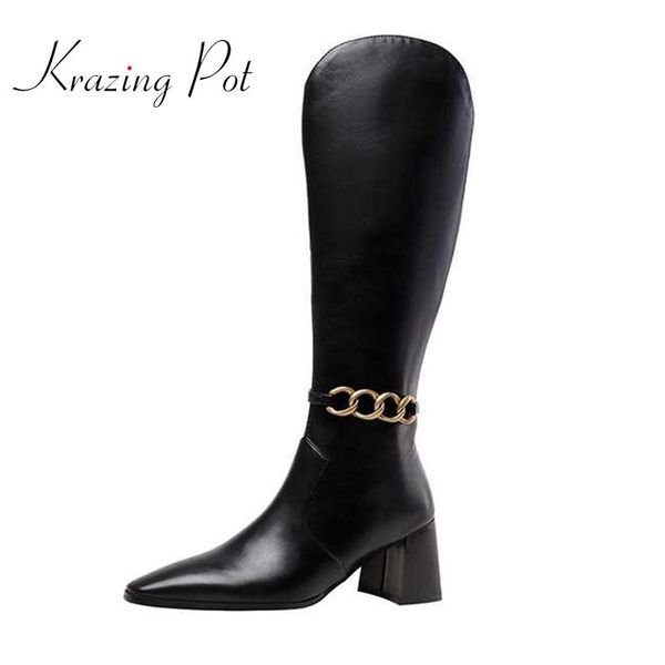 boots krazing pot korean street small square toe high heels metal decorations beauty lady evening party thigh l83, Black
boots krazing pot korean street small square toe high heels metal decorations beauty lady evening party thigh l83, Black