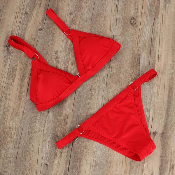 women's swimwear paotang 2021 bikini european and american fashion solid color small round iron ring female swimsuit two-piece suits, White;black
women's swimwear paotang 2021 bikini european and american fashion solid color small round iron ring female swimsuit two-piece suits, White;black