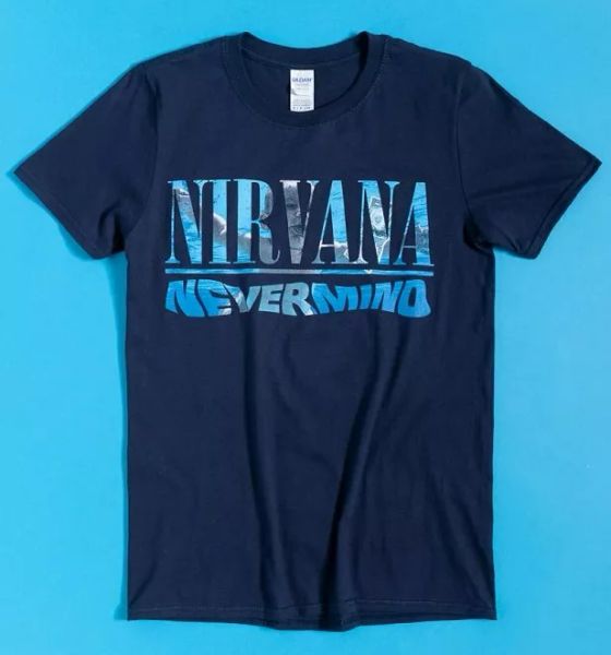 official navy nirvana nevermind t-shirt with back print, White;black