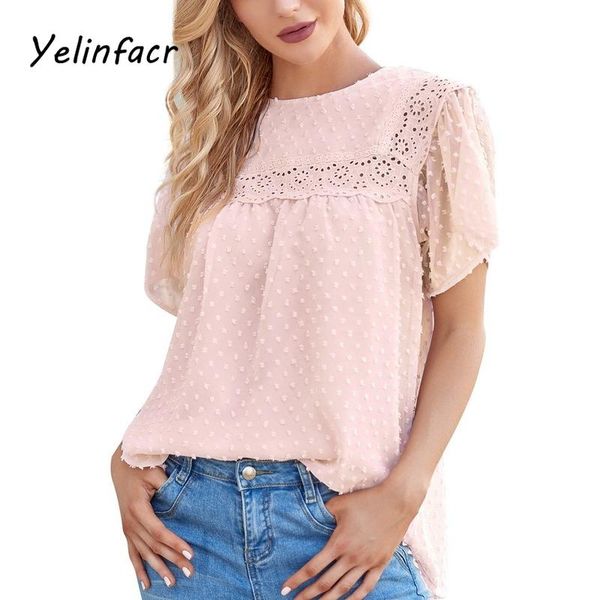 women's blouses & shirts 2021 summer women shirt jacquard hair ball double chiffon short-sleeved lace hollow ladies blouse, White
women's blouses & shirts 2021 summer women shirt jacquard hair ball double chiffon short-sleeved lace hollow ladies blouse, White