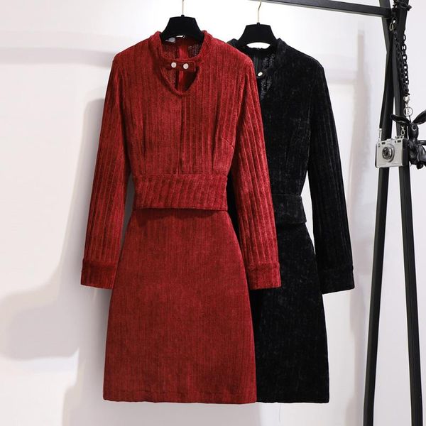 casual dresses 2xl ~ 6xl autumn winter warm corduroy dress choker collar long sleeve stripe velvet thick plus size women clothing b720, Black;gray
casual dresses 2xl ~ 6xl autumn winter warm corduroy dress choker collar long sleeve stripe velvet thick plus size women clothing b720, Black;gray