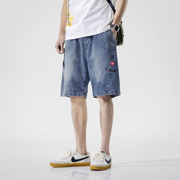 men's jeans summer 5-point denim shorts zipper open loose solid color printing side seam pocket overalls for men, Blue
men's jeans summer 5-point denim shorts zipper open loose solid color printing side seam pocket overalls for men, Blue