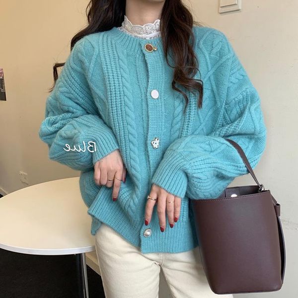 korean autumn chic single-breasted thicken woman's sweater winter oversize cardigan ladies loose casual jackets, White
korean autumn chic single-breasted thicken woman's sweater winter oversize cardigan ladies loose casual jackets, White