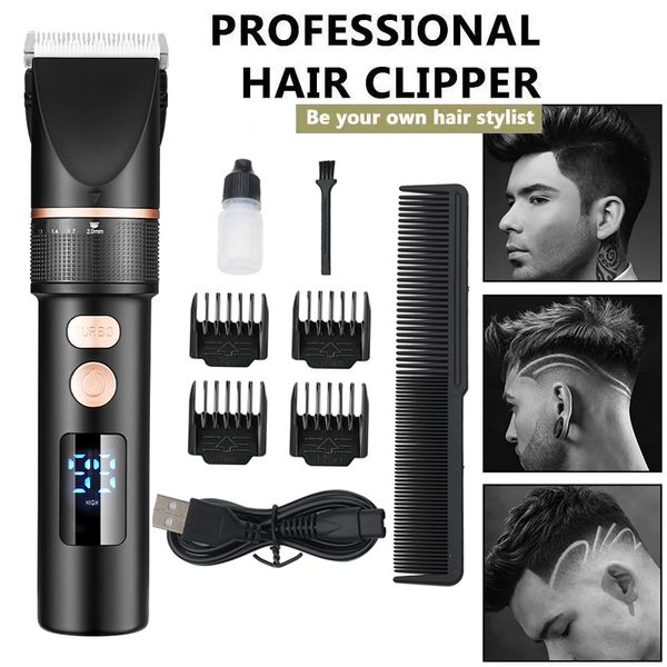 electric hair clipper rechargeable hair trimmer titanium ceramic blade salon men hair cutting barber machine lcd display
electric hair clipper rechargeable hair trimmer titanium ceramic blade salon men hair cutting barber machine lcd display