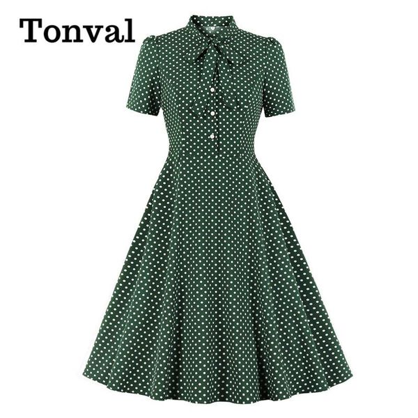 casual dresses tonval bow tie neck button front polka dot pinup 50s vintage shirt women a-line summer female elegant green dress, Black;gray
casual dresses tonval bow tie neck button front polka dot pinup 50s vintage shirt women a-line summer female elegant green dress, Black;gray