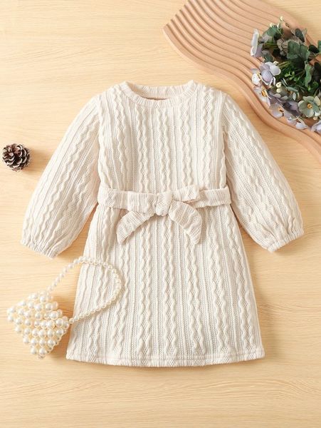 baby cable knit belted dress she, Red;yellow