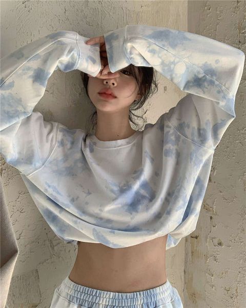 ins casual dresses wind blue tie dye hooded sweater women autumn loose long sleeve crew neck coat top, Black;gray
ins casual dresses wind blue tie dye hooded sweater women autumn loose long sleeve crew neck coat top, Black;gray