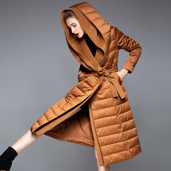 women's down & parkas luxurious coat thick warm jacket street white duck hooded long rldw, Black 
women's down & parkas luxurious coat thick warm jacket street white duck hooded long rldw, Black