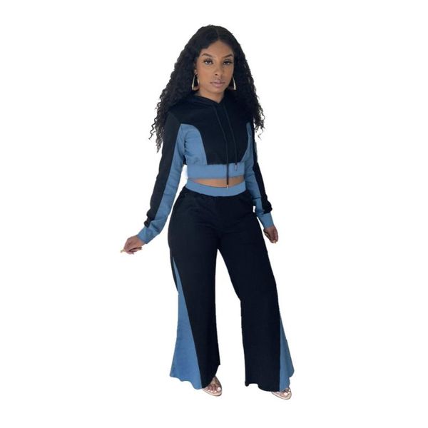 women's two piece pants slim collage long sleeve sportswear two-piece suit casual temperament wide leg with hood, White
women's two piece pants slim collage long sleeve sportswear two-piece suit casual temperament wide leg with hood, White