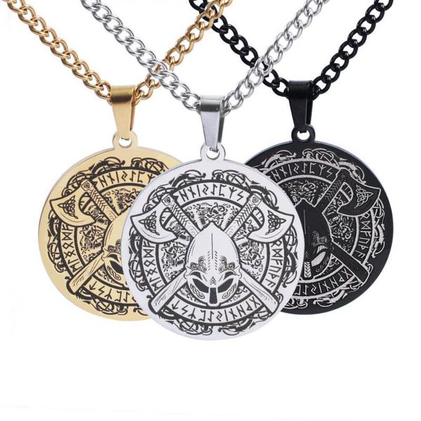 pendant necklaces vintage punk stainless steel round viking odin helmet tomahawk titanium men's necklace futhark rune jewelry, Silver
pendant necklaces vintage punk stainless steel round viking odin helmet tomahawk titanium men's necklace futhark rune jewelry, Silver