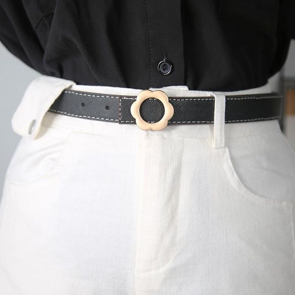 belts fashion leather thin belt for women flower metal buckle waist strap female students jeans dress trouser decorative waistband, Black;brown
belts fashion leather thin belt for women flower metal buckle waist strap female students jeans dress trouser decorative waistband, Black;brown