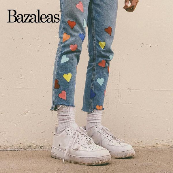 harajuku mujer pantalones vintage heart painted straight leg crop jeans with stepped hem fashion pockets pants women's, Blue
harajuku mujer pantalones vintage heart painted straight leg crop jeans with stepped hem fashion pockets pants women's, Blue
