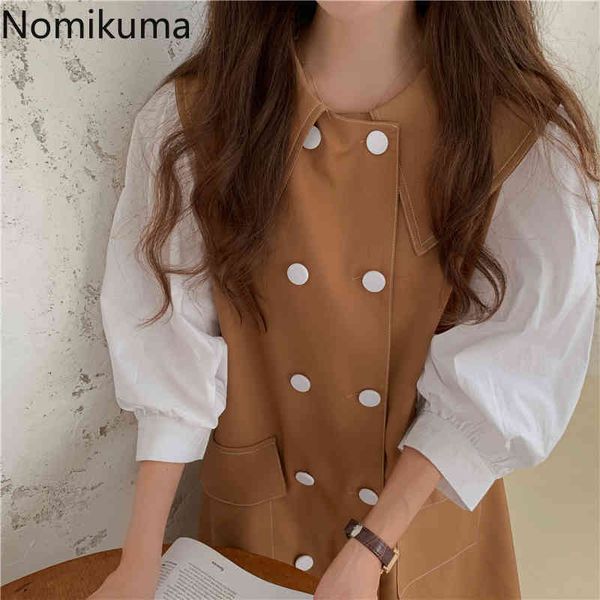 nomikuma spring peter pan collar women dress double breasted hit color puff sleeve patchwork vestidos femme dresses 6e870 210427, Black;gray
nomikuma spring peter pan collar women dress double breasted hit color puff sleeve patchwork vestidos femme dresses 6e870 210427, Black;gray