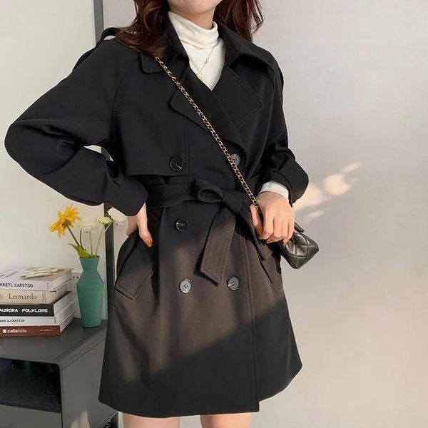 women's trench coats clasic lace-up slim waist coat women vintage double breasted midi jackets spring autumn korean style black outwear, Tan;black
women's trench coats clasic lace-up slim waist coat women vintage double breasted midi jackets spring autumn korean style black outwear, Tan;black