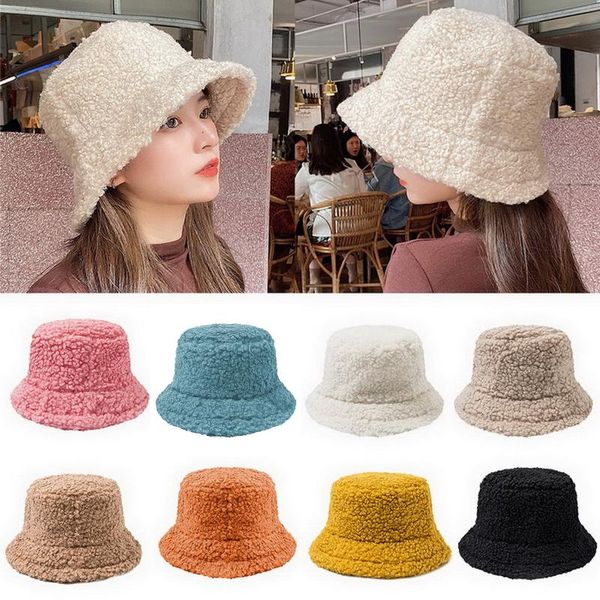 wide brim hats winter women hat solid artificial fur warm female cap faux bucket for woman girls outdoor sunscreen sun lady caps, Blue;gray
wide brim hats winter women hat solid artificial fur warm female cap faux bucket for woman girls outdoor sunscreen sun lady caps, Blue;gray