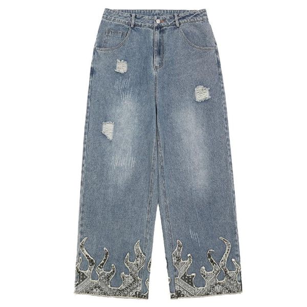 men's jeans hip hop pants man women streetwear fire flame print men trousers harajuku ripped hole oversized joggers black, Blue
men's jeans hip hop pants man women streetwear fire flame print men trousers harajuku ripped hole oversized joggers black, Blue