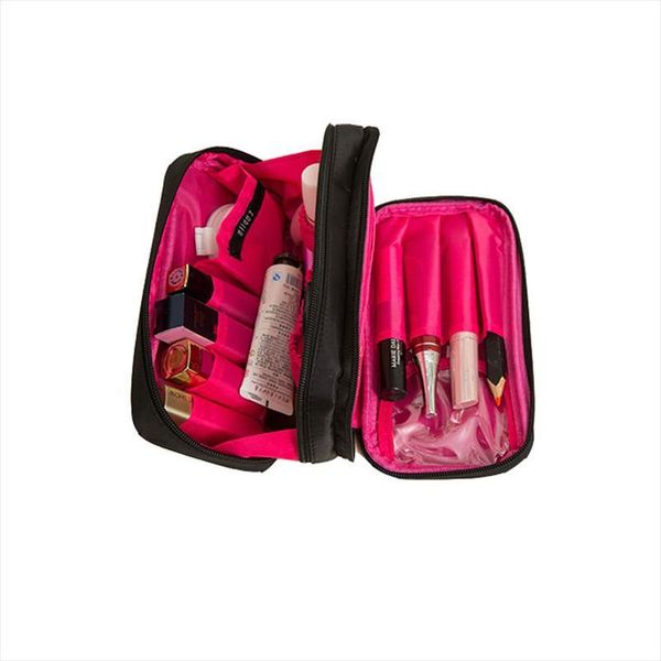 elegent black nylon women travel cosmetic bag double zipper multi pocket solid color fashion trunk makeup organizer
elegent black nylon women travel cosmetic bag double zipper multi pocket solid color fashion trunk makeup organizer