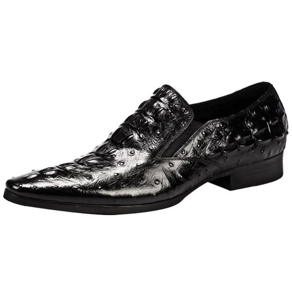 dress shoes wine red genuine leather crocodile pattern man pointed toe slip-on wedding formal, Black
dress shoes wine red genuine leather crocodile pattern man pointed toe slip-on wedding formal, Black