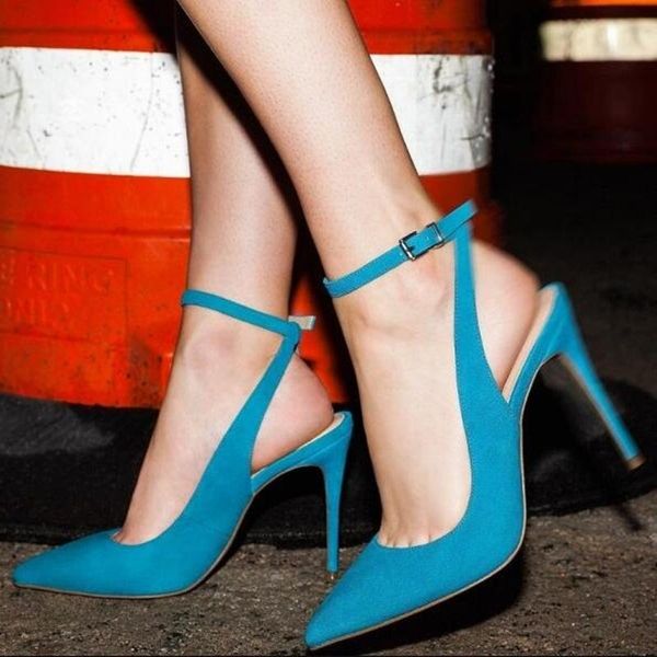 dress shoes cyan suede ankle strap pumps women stiletto heel pointed toe sandals shallow cut-outs slingback customized, Black
dress shoes cyan suede ankle strap pumps women stiletto heel pointed toe sandals shallow cut-outs slingback customized, Black