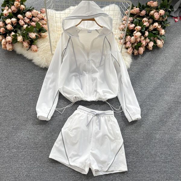 women's tracksuits women spring autumn casual sports set long sleeve hooded zipper outerwear+high waist wide leg shorts two piece suits, Gray
women's tracksuits women spring autumn casual sports set long sleeve hooded zipper outerwear+high waist wide leg shorts two piece suits, Gray