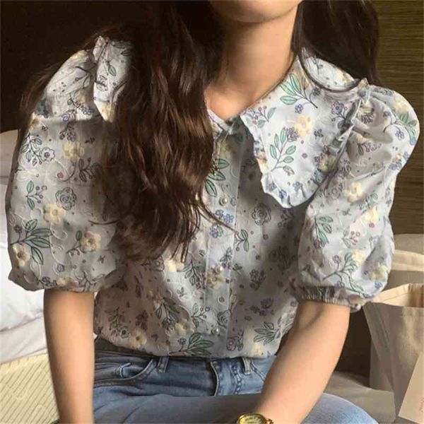 women's blouses & shirts summer lace peter pan collar florals chic femme embroidery printing casual all match sweet loose elgi, White
women's blouses & shirts summer lace peter pan collar florals chic femme embroidery printing casual all match sweet loose elgi, White