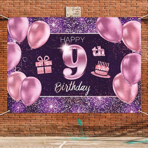 party decoration happy 9th birthday banner backdrop - 9 decorations supplies for girl pink purple gold
party decoration happy 9th birthday banner backdrop - 9 decorations supplies for girl pink purple gold