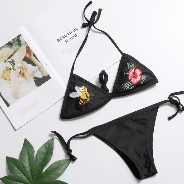 women's swimwear embroidered swimsuit bikini bathing suits woman 2021 2 piece set women wire print bikinis low waist, White;black
women's swimwear embroidered swimsuit bikini bathing suits woman 2021 2 piece set women wire print bikinis low waist, White;black