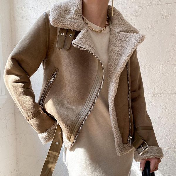 women's leather & faux ailegogo winter women shearling sheepskin fake jackets lady thick warm suede lambs short motor biker brown coat, Black
women's leather & faux ailegogo winter women shearling sheepskin fake jackets lady thick warm suede lambs short motor biker brown coat, Black