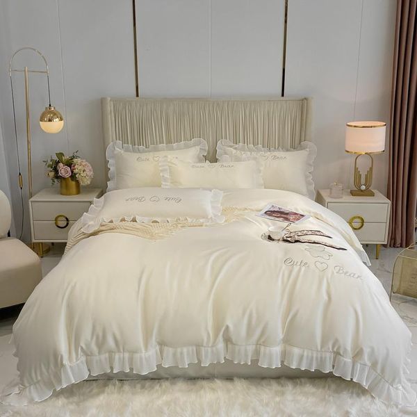 bedding sets luxury cartoon bear embroidery princess set soft satin silky single double lace duvet cover bed sheet pillowcases
bedding sets luxury cartoon bear embroidery princess set soft satin silky single double lace duvet cover bed sheet pillowcases