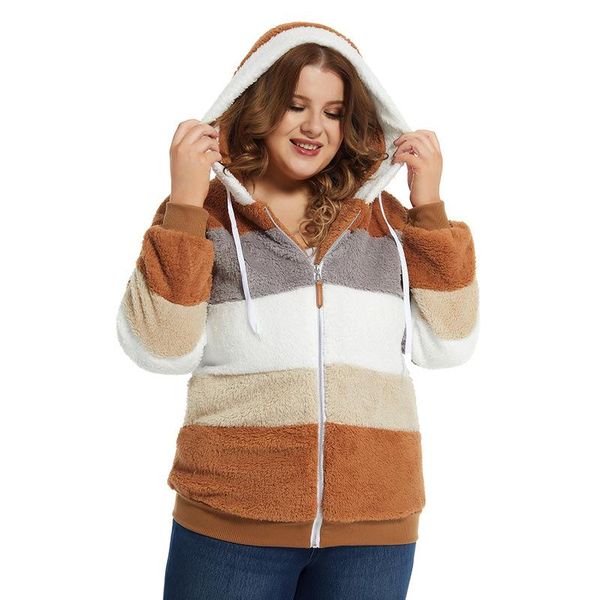 plus size outerwear & coats 2021 autumn winter faux fur coat woman zipper hooded long sleeve multicolor patchwork warm jacket women clothing, Black
plus size outerwear & coats 2021 autumn winter faux fur coat woman zipper hooded long sleeve multicolor patchwork warm jacket women clothing, Black