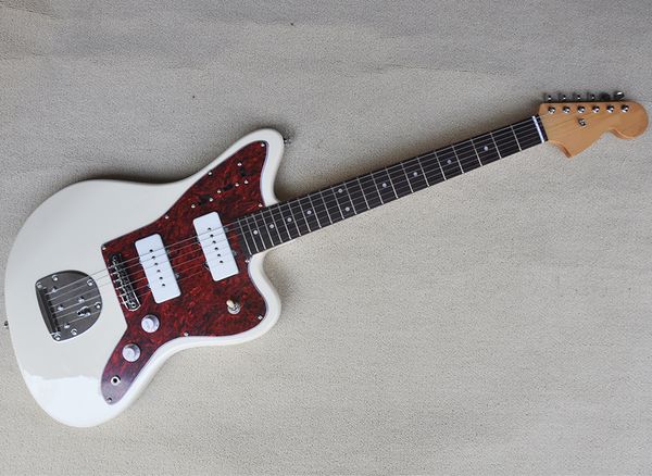 white electric guitar with p90 pickups,red pearled pickguard,rosewood fretboard,can be customized
white electric guitar with p90 pickups,red pearled pickguard,rosewood fretboard,can be customized