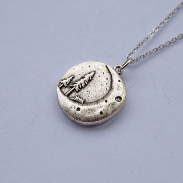 chains pine tree charm with big moon necklace lovely camping under bright outdoor style penant jewery, Silver
chains pine tree charm with big moon necklace lovely camping under bright outdoor style penant jewery, Silver