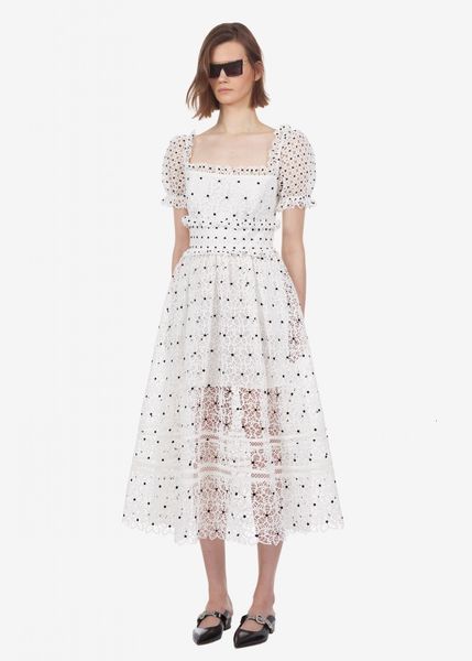 a line elegant white floral hollow out lace long party women summer short sleeve polka dot maxi designer, White;black
a line elegant white floral hollow out lace long party women summer short sleeve polka dot maxi designer, White;black