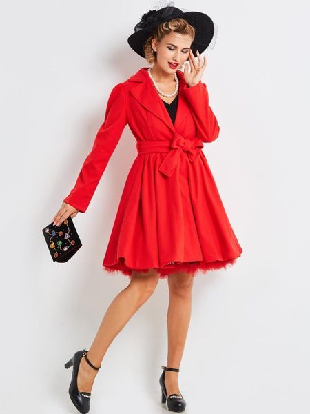 women's wool & blends sale women coats casual elegant red vintage office lady lapel button lace up female fashion retro overcoats, Black
women's wool & blends sale women coats casual elegant red vintage office lady lapel button lace up female fashion retro overcoats, Black