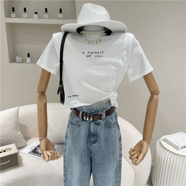 spring summer 2021 fashion design of female niche side cross button short sleeve sweet color, White
spring summer 2021 fashion design of female niche side cross button short sleeve sweet color, White