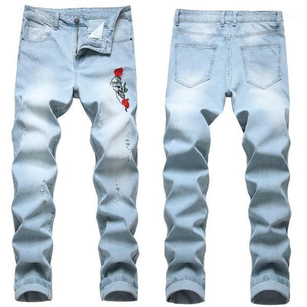 men's jeans men's youth self-cultivation washed white ice silk light-colored feet pants trendy, Blue
men's jeans men's youth self-cultivation washed white ice silk light-colored feet pants trendy, Blue